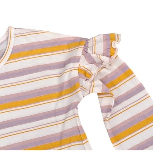NWT Harper Canyon Girls Long Sleeve White Purple Stripe Top Ruffle Sleeve Size 5 - Picture 3 of 5